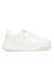Women's White Low-Top Sneakers - Chunky Outsole With Foam Padding, Minimalist Lace-Up Design