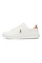 Women's White Low-Top Sneakers - Classic Style with Gold Accent and Cushioned Comfort Sole - 2