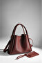 Women's Burgundy Faux Leather Wallet Hand and Shoulder Bag - 3