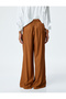 Pleat Detailed High Waist Viscose Palazzo Pants with Pockets - 4