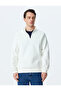 Long Sleeve Cotton Blend Raster Basic Half Zip Sweatshirt - 3