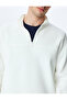 Long Sleeve Cotton Blend Raster Basic Half Zip Sweatshirt - 5