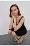 Women's Black Strap Dress - 5