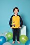 Dark Blue-Yellow Car Patterned Children's Long Sleeve Pajama Set - 2
