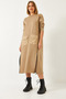 Women's Beige Long Dress with Side Zipper and Double Pockets 8004 60351340
