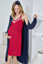 Maternity Nightgown Set with Dressing Gown / Dressing Gown Heart Nightgown Rope Strap Lace Detailed - 2