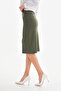 Women's Khaki Crepe Pencil Skirt - 4