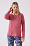 Women's Pink Long Sleeve Pajama Set - 2