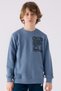 Boy's Crew Neck Printed Winter Regular Fit Blue Sweatshirt 361U7Ww-C-V1