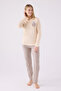 Women's Cream Long Sleeve Pajama Set - 3