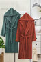 2-Piece Hooded Unisex Bathrobe Set Soft Cotton