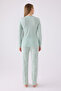 Women's Nile Green V-Neck Long Sleeve Pocketed Pajama Set, Viscose Woven - 5