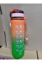 Green-Orange Lockable Leak Proof Lid Flask with Straw and Motivational Lettering Flask 1 Liter - 3