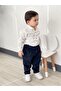 Navy Blue Striped Linen Suit Cotton - 4