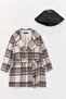 Girl's Plaid Coat and Halterneck Grey-pink Skirt Suit - 2