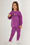 Rolypoly Girl's Crew Neck Printed Winter Regular Fit Purple Tracksuit Set Rp3261-C-V1 - 3