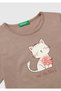 Girl's Mink Front Printed Long Sleeve Crew Neck T-Shirt - 3