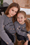 Girl's Crew Neck Pigment Printed Winter Regular Fit Gray Leggings Set Ar2178-C-V1 - 2