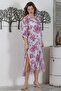 Italian Pink-White Shirt Collar Button Long Sleeve Double Pocket Allover Printed Woven Dress - 3