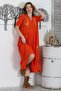 Narçiçeği Hakim Collar Buttoned 3/4 Sleeve Buttoned Pocketed Skirt Hem Ruffled Embroidered Woven Dress 134 54 - 6