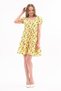 Apsen Women's Yellow Square Neck Drawstring Detailed Mini Dress 4447-95 - 3