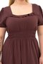 Apsen Women's Brown Square Neck Ruffle Detail Midi Length Summer Viscon Dress 4467-110 - 8