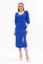 Apsen Women's Blue Slit Detailed Pentagonal Neck Midi Crepe Dress 4444-120 - 3