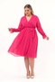 Apsen Women's Double Breasted Collar Belted Plus Size Long Sleeve Midi Length Chiffon Dress 4450/110 - 3