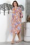Italian White Shirt Collar Button Long Sleeve Shawl Print Woven Dress with Hidden Pocket Slit 130 65