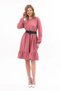 Apsen Women's Dusty Rose Skirt Ruffled Crew Neck Belt Detailed Dress 4345-100 - 6
