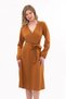Apsen Women's Tan Lace-Up Detailed Double-Breasted Collar Midi Length Dress 4338-110 - 5