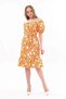 Apsen Women's Orange Boat Neck Gathered Flounce Detailed Midi Summer Dress 4473-105 - 3