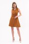 Apsen Women's Tan Shirt Collar Buttoned Sleeveless Summer Short Dress 4330-95