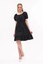 Apsen Women's Black Elastic Waist Tery Cotton Dress 4367-95 - 4