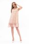 Apsen Women's Color Beige Gathered Detailed V-Neck Midi Length Printed Floral Chiffon Dress 4326/95 - 7