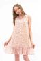 Apsen Women's Color Beige Gathered Detailed V-Neck Midi Length Printed Floral Chiffon Dress 4326/95 - 8