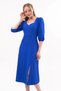 Apsen Women's Blue Slit Detailed Pentagonal Neck Midi Crepe Dress 4444-120 - 6
