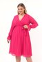 Apsen Women's Double Breasted Collar Belted Plus Size Long Sleeve Midi Length Chiffon Dress 4450/110 - 8
