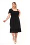 Apsen Women's Black Square Neck Ruffle Detailed Midi Length Summer Viscon Dress 4467-110 - 6