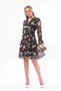 Apsen Women's Black Floral Patterned Double Breasted Collar Midi Chiffon Dress 4433-100 - 5