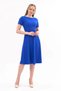 Apsen Women's Crew Neck Zippered Flared Short Sleeve Midi Crepe Dress 4442/110