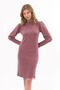 Apsen Women's Powder Turtleneck Back Buttoned Sleeve Detailed Midi Knitwear Winter Dress 4351-100 - 2