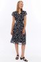 Apsen Women's Gray Patterned Double-Breasted Collar Midi Length Chiffon Dress 4445-110 - 4