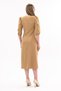 Apsen Women's Camel Slit Detailed Pentagonal Neck Midi Crepe Dress 4444-120 - 7