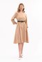 Apsen Women's Beige New Season Belted Crew Neck Dress 3809-110