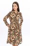 Apsen Women's Tan Floral Patterned Front Buttoned Viscon Dress 4426-100 - 7