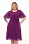 Apsen Women's Purple Plus Size Angel Sleeve Midi Length Chiffon Dress 4257-110 - 4
