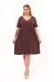 Apsen Women's Brown Ruched Detail Midi Summer Plus Size Dress 4424-105 - 3