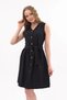 Apsen Women's Black Tie Detail V-Neck Button Sleeveless Dress 4320-95 - 3