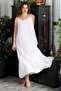 Italian White Strap Skirt Casual Woven Dress with Ruffles at the Hem 130 62